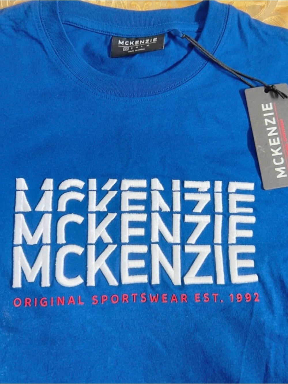 Kenzie Blue Tee with White Logo and Red Accent new with tags - Picture 2 of 3